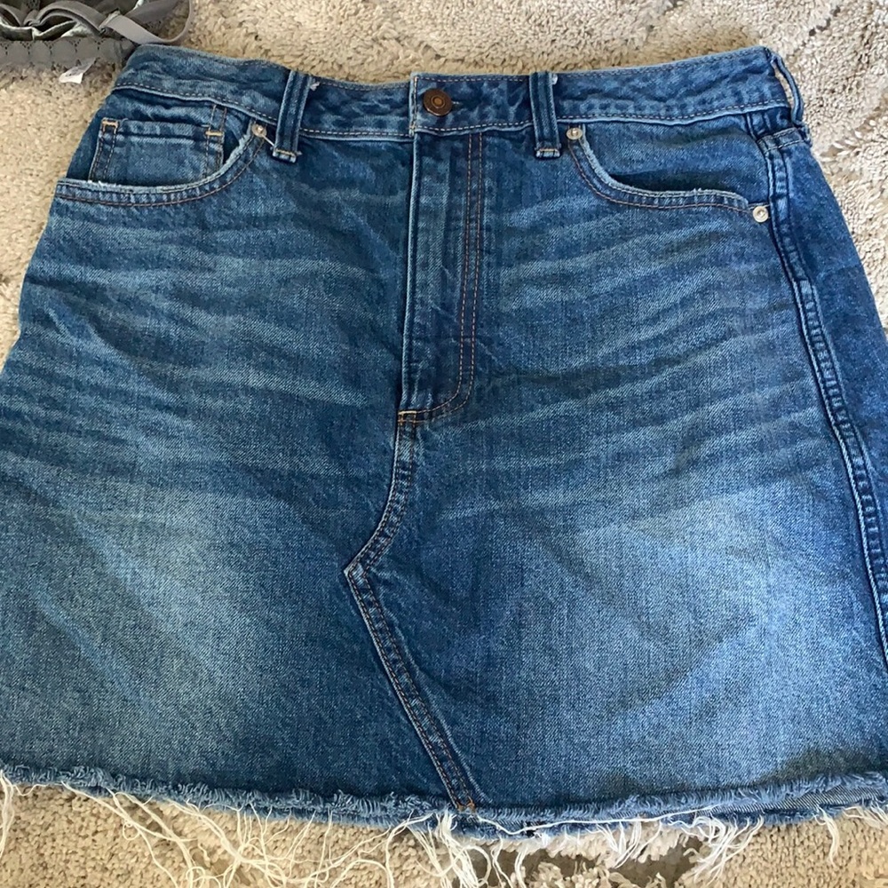 Distressed jean skirt